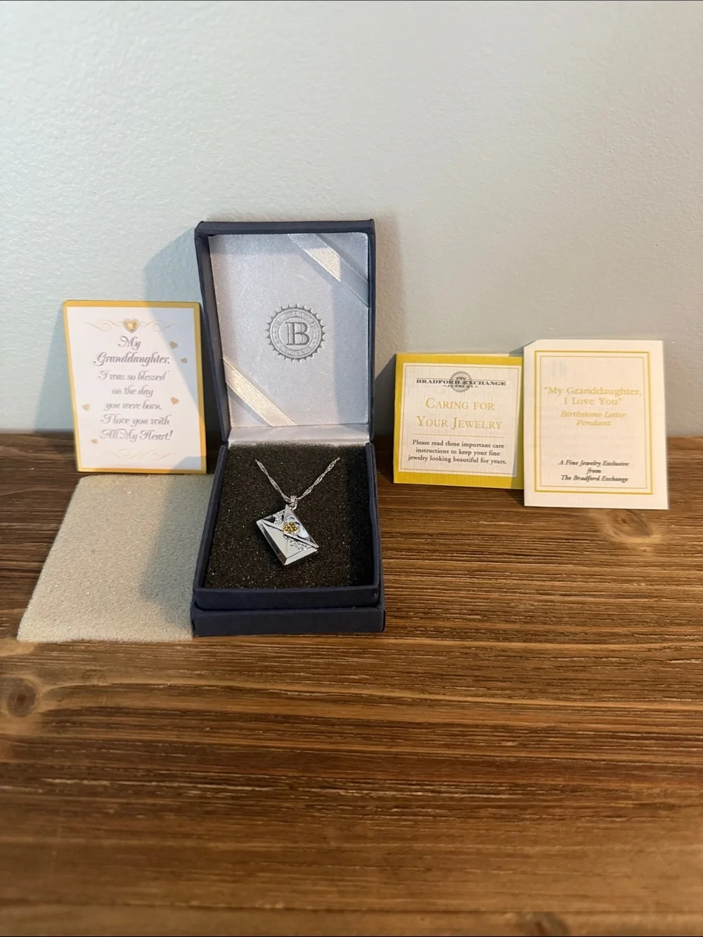 Birthstone(November) Letter Necklace For Granddaughter